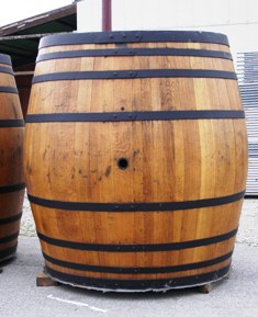 Traditional wooden beer barrel