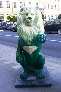 Lion in Munich decorated with emeralds