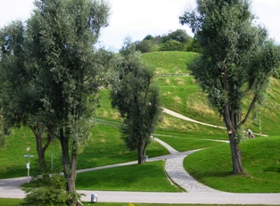 Olympic Park with articifial hills in Munich