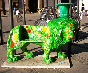 Rare Lion in Munich in form of a bench